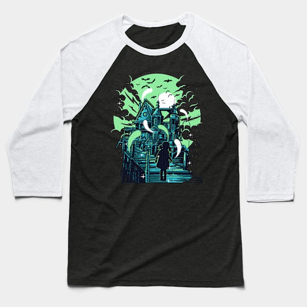 Haunted Girl Baseball T-Shirt by Dark Planet Tees